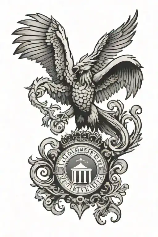 liver bird wings spread with anfield gate in the background tattoo design idea