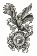 liver bird wings spread with anfield gate in the background tattoo design idea