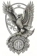 liver bird wings spread with anfield gate in the background tattoo design idea