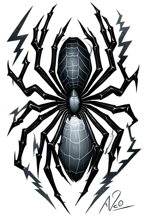 spider lightning bolts tattoo design idea