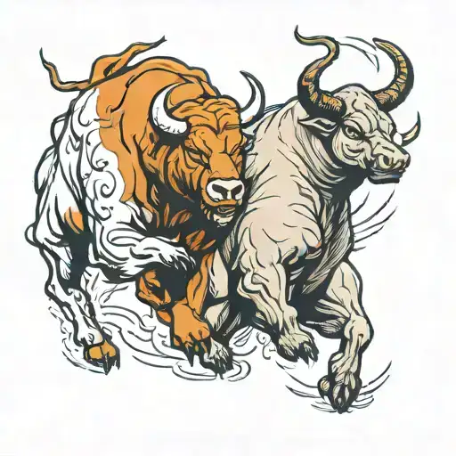 bull vs bear tattoo design idea