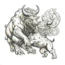 bull vs bear tattoo design idea