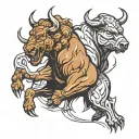 bull vs bear tattoo design idea