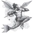 merman holding trident tattoo design idea