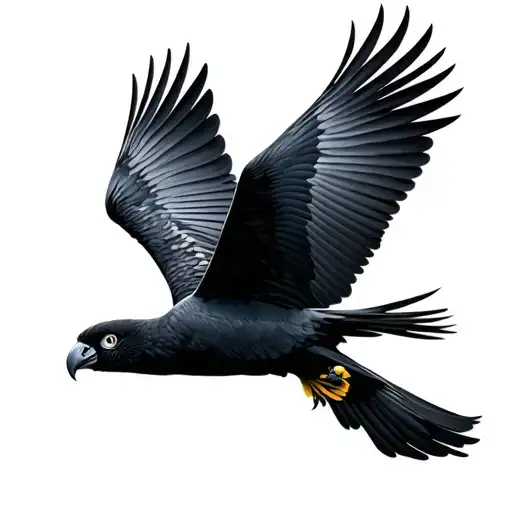 yellowtail black cockatoo flying tattoo design idea