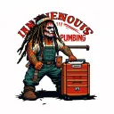 "Indigenous Plumbing " dreadlock painted face Native American plumber holding a toolbox tattoo design idea