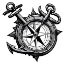 compass and anchor connected tattoo design idea