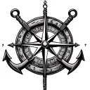 compass and anchor connected tattoo design idea