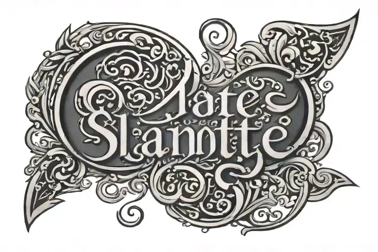 the word 'Slante' with Scottish gaelic designs integrated tattoo design idea