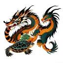 Japanese 4 guardians, Hop Dragon, Barley Phoenix, Yeast Tiger, Water Turtle tattoo design idea