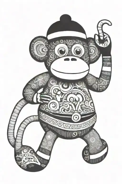 sock monkey tattoo design idea