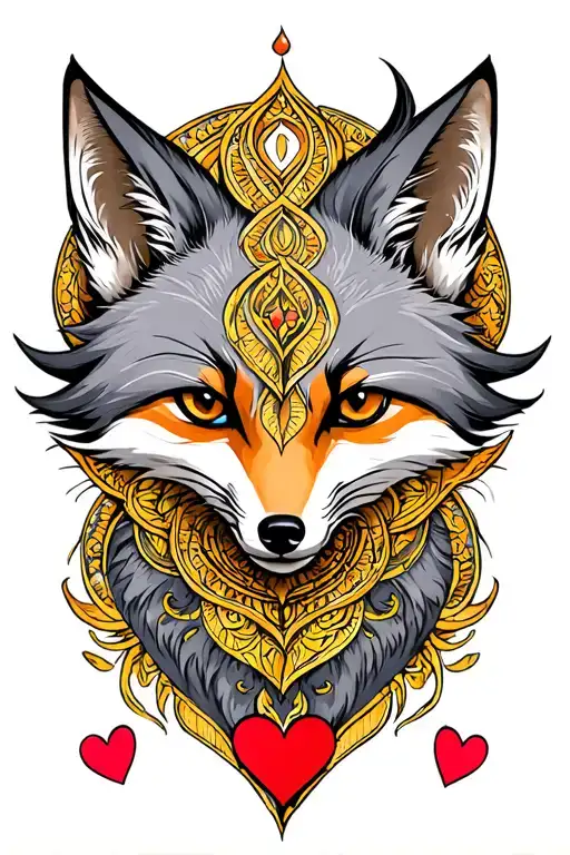 grey fox love symbol tattoo design idea