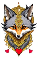 grey fox love symbol tattoo design idea