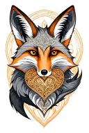 grey fox love symbol tattoo design idea