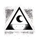 Minimalist inner forearm tattoo: vertical triangle with crescent moon inside (symbol of balance, intuition, personal gro tattoo design idea