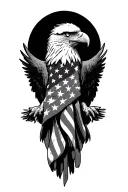 patriotic eagle and American flag intertwined tattoo design idea