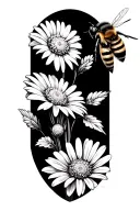 bee on Shasta daisy flower tattoo design idea