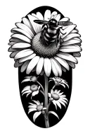 bee on Shasta daisy flower tattoo design idea