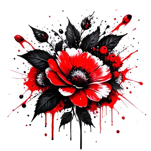 chaconia flower intertwined tattoo design idea