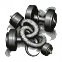 snake and dumbbell tattoo design idea
