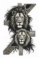 Lion, Jesus and the cross tattoo design idea