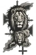 Lion, Jesus and the cross tattoo design idea