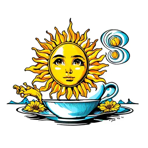 tea magic sun tattoo design idea