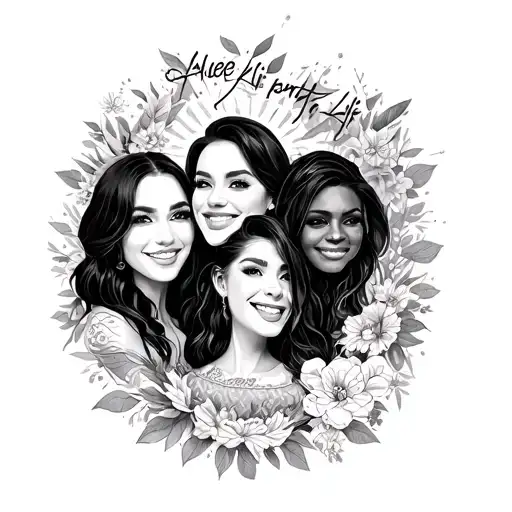 Three names Arlee Anita AJ detailed tatto energy life party feeling alive friendship  tattoo design idea