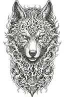wolf fire flames tattoo design idea