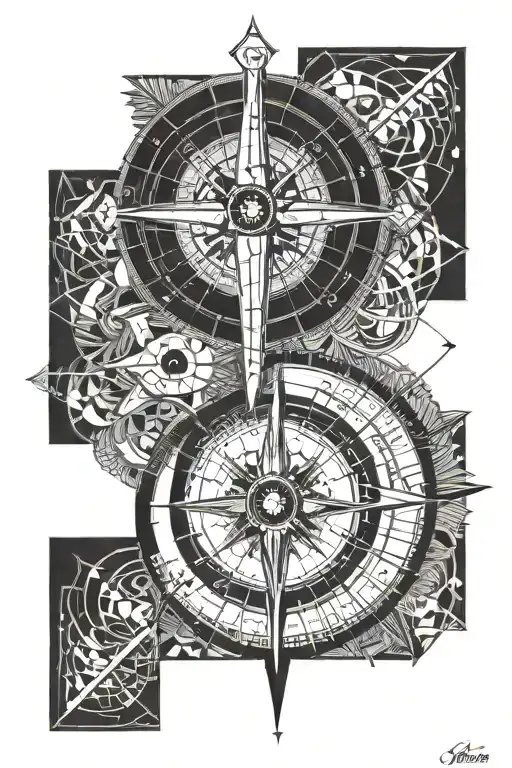 compass spine tattoo with dates as coordinates (5/6/76)(4/21/11)(6/5/74) tattoo design idea