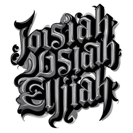 "Josiah Elijah" connecting names written tattoo design idea
