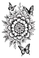 mandala with flowers and butterflies tattoo design idea