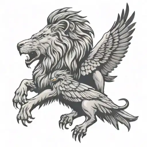 lion and eagle  tattoo design idea