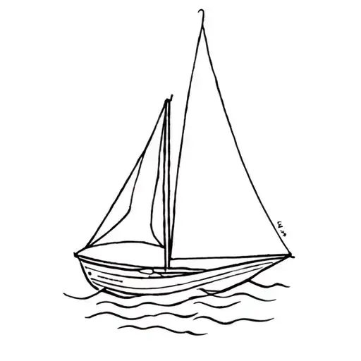 small simple sail boat with hand written miller in the sail tattoo design idea