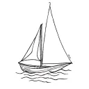 small simple sail boat with hand written miller in the sail tattoo design idea