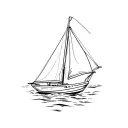 small simple sail boat with hand written miller in the sail tattoo design idea