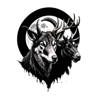 full moon, wolf, goat, deer, dog, deer horse, buffalo tattoo design idea