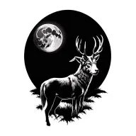 full moon, wolf, goat, deer, dog, deer horse, buffalo tattoo design idea