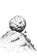 sisyphus pushing boulder uphill tattoo design idea