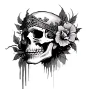 skull with venetian mask tattoo design idea