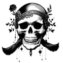skull with venetian mask tattoo design idea