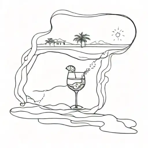 Spain alcohol beach tattoo design idea