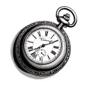 open pocket watch with name Victoria engraved and time showing 6:24 tattoo design idea