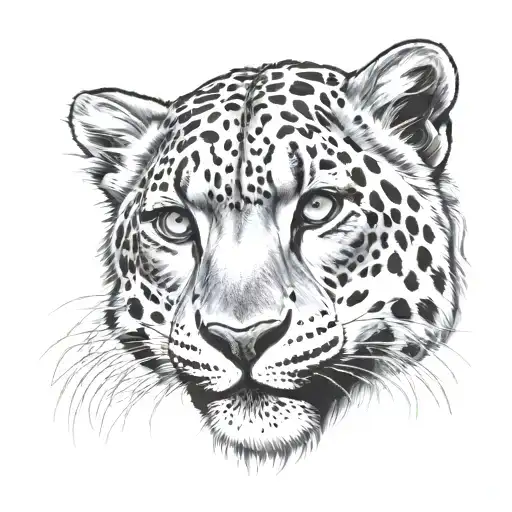 snow leopard face and romé amazona 10 years tattoo design idea