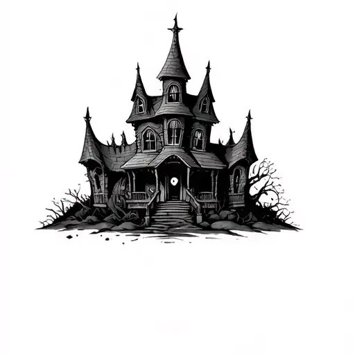 Haunted House tattoo design idea