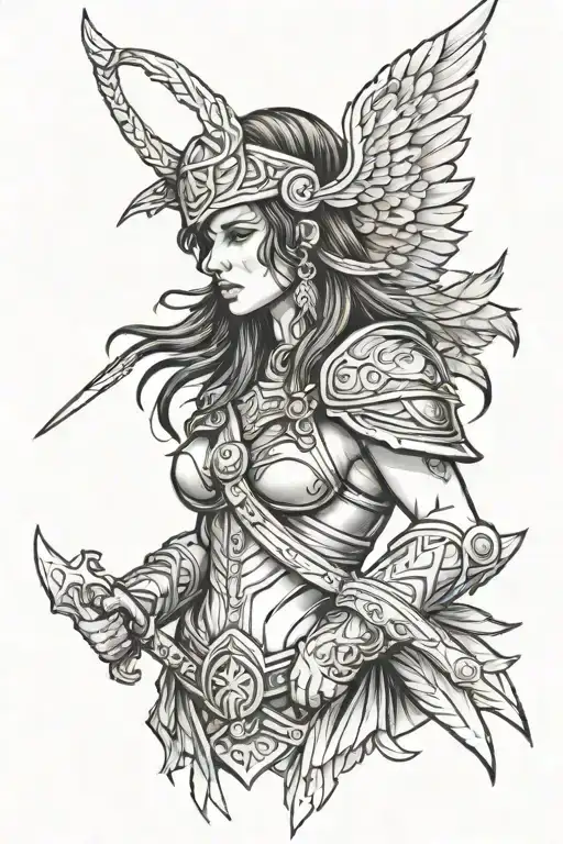 Valkyrie warrior tattoo design idea