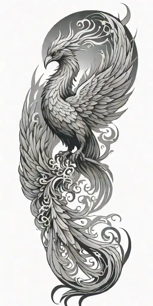 phoenix rising with negatives spiritual tattoo design idea