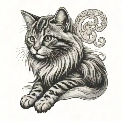 my kitten nala, who was an 8 month old long haired cat with a mischievous but kind and endearing attitude tattoo design idea
