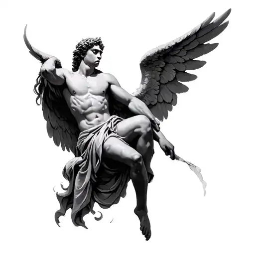 Gabriel Angel in Resar Position tattoo design idea