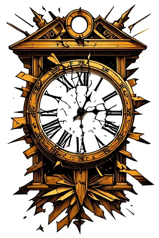 broken clock face, Roman numeral tattoo design idea